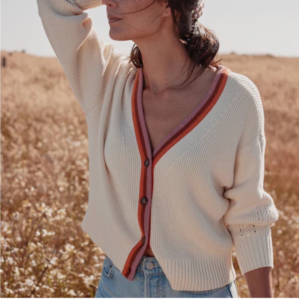 Marine Layer Cream and Orange Cardigan